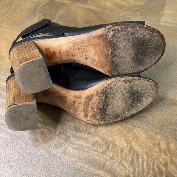 Vince. Black Leather Faye Peep Toe Heeled Booties - Picture 10 of 11